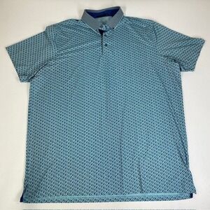 Greyson XXL Polo Shirt Blue Geometric‎ Print Short Sleeve Golf
